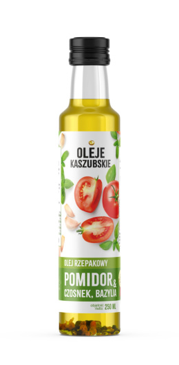 Olej Kaszubski rzepakowy rafinowany pomidor czosnek bazylia 250ml